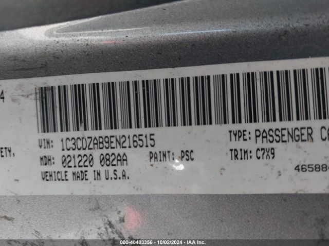 1C3CDZAB9EN216515 Dodge AVENGER SE