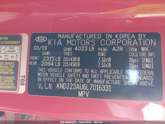 KIA Soul X-line 2020 KNDJ23AU6L7016331 Image 9