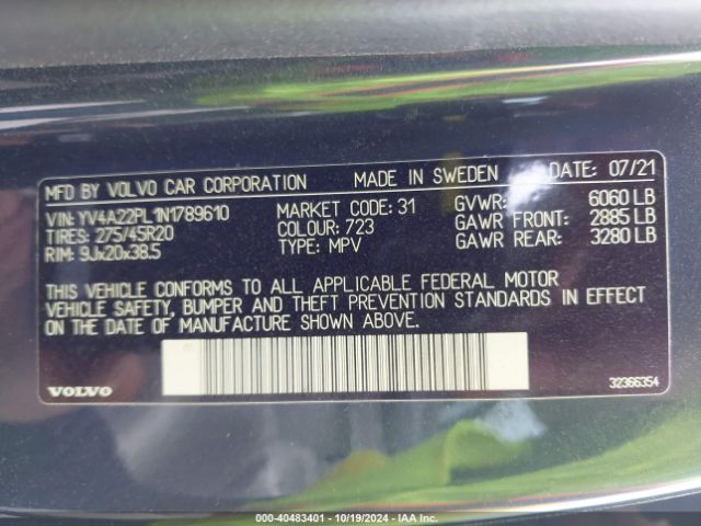 YV4A22PL1N1789610 Volvo Xc90 T6 Inscription 7 Passenger