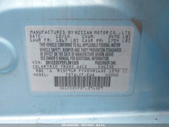 Nissan Versa Note S (sr) 2015 3N1CE2CP2FL391329 Image 9