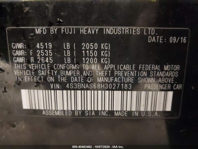 4S3BNAS68H3027183 Subaru Legacy 2.5i Sport