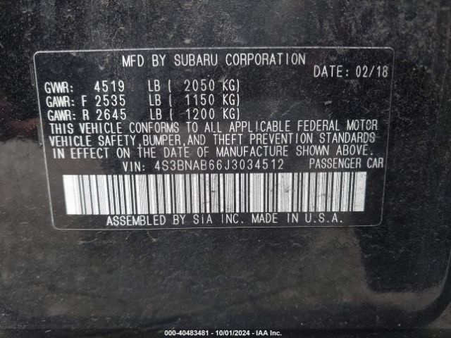 4S3BNAB66J3034512 Subaru Legacy 2.5i