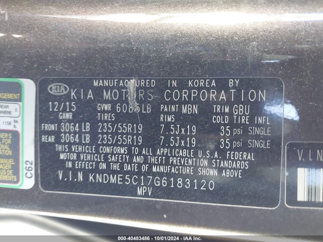 KNDME5C17G6183120 KIA Sedona Sx Luxury