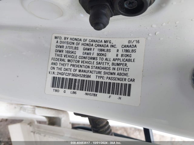 Honda Civic Lx 2016 2HGFC2F56GH528584 Image 9