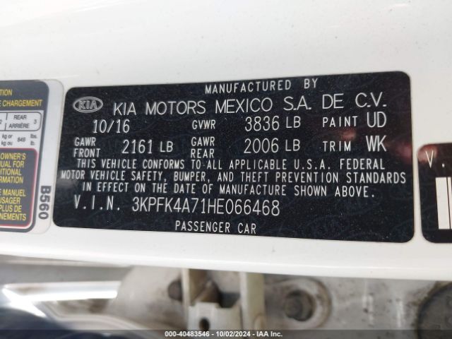 3KPFK4A71HE066468 KIA FORTE LX