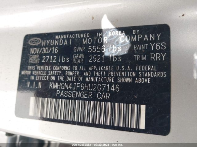 KMHGN4JF6HU207146 Genesis G80 5.0 Ultimate