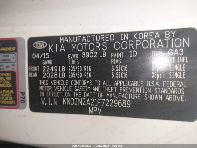 KIA Soul 2015 KNDJN2A21F7229689 Image 9