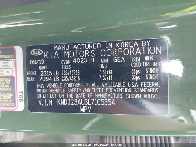 KIA Soul X-line 2020 KNDJ23AU3L7105354 Image 9