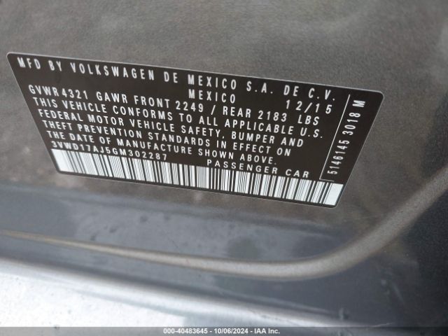 3VWD17AJ5GM302287 Volkswagen Jetta 1.8t Sport