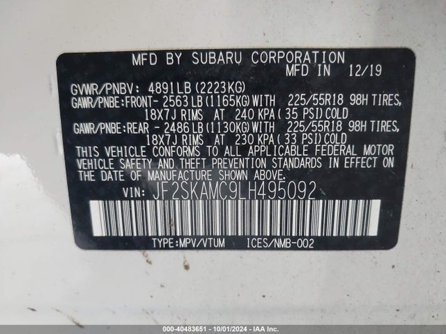 JF2SKAMC9LH495092 Subaru Forester Sport