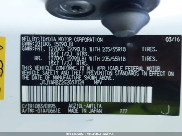 JTJYARBZ2G2037028 Lexus Nx 200t F Sport