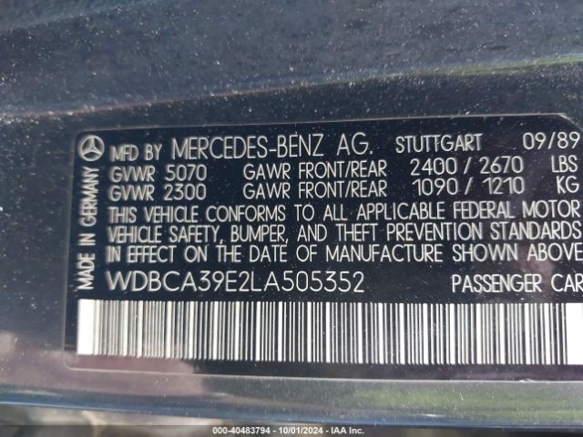 1990 MERCEDES-BENZ 560 WDBCA39E2LA505352 Photo 8