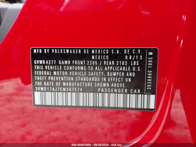 3VWD17AJ7EM367574 Volkswagen Jetta 1.8t Se