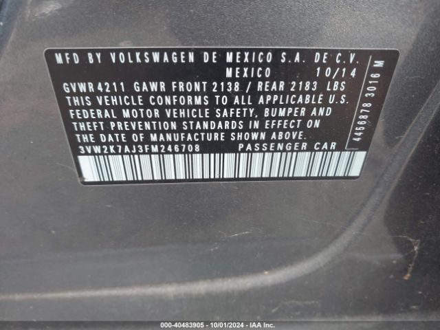 3VW2K7AJ3FM246708 Volkswagen Jetta 2.0l S