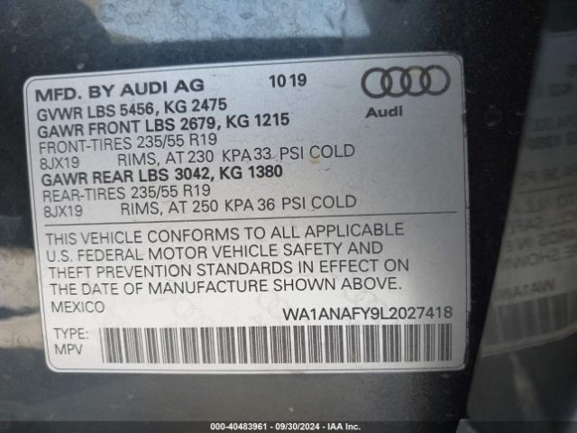 WA1ANAFY9L2027418 Audi Q5 Premium 45 Tfsi Quattro S Tronic
