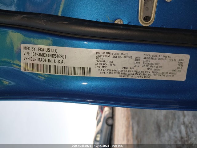 Jeep Cherokee X 4x4 2022 1C4PJMCX4ND546201 Image 9