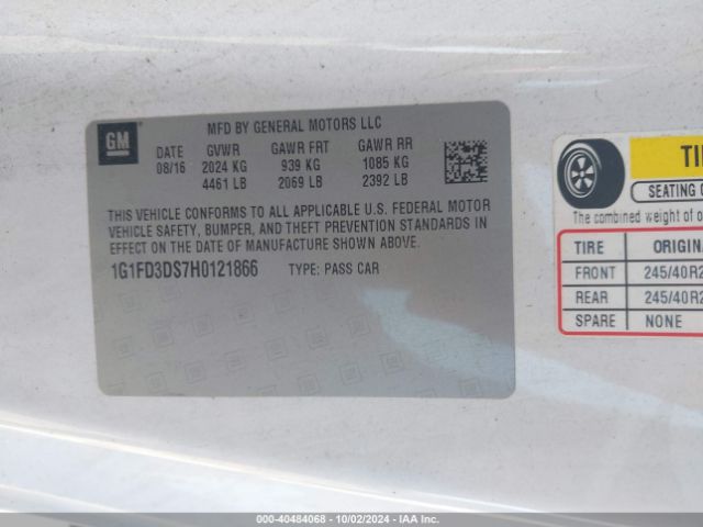 1G1FD3DS7H0121866 Chevrolet Camaro 2lt