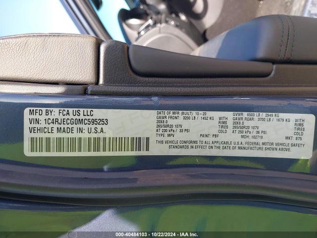1C4RJECG0MC595253 Jeep Grand Cherokee High Altitude 4x2