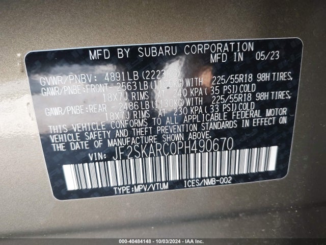JF2SKARC0PH490670 Subaru Forester Touring