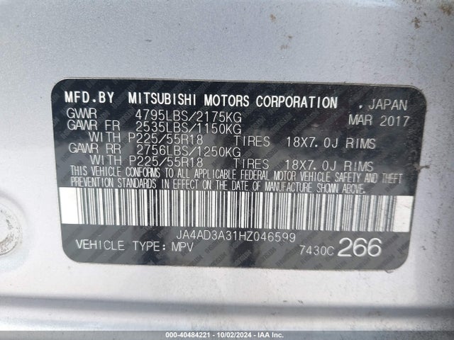 2017 MITSUBISHI OUTLANDER JA4AD3A31HZ046599 Photo 8