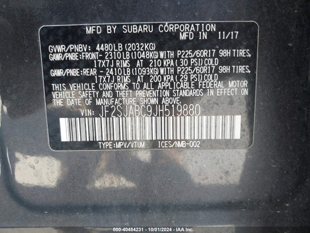 JF2SJABC9JH519880 Subaru Forester 2.5i