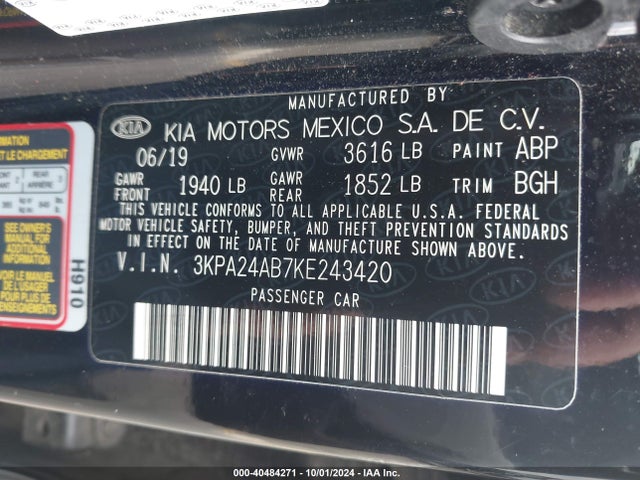 KIA RIO S 2019 3KPA24AB7KE243420 Image 9