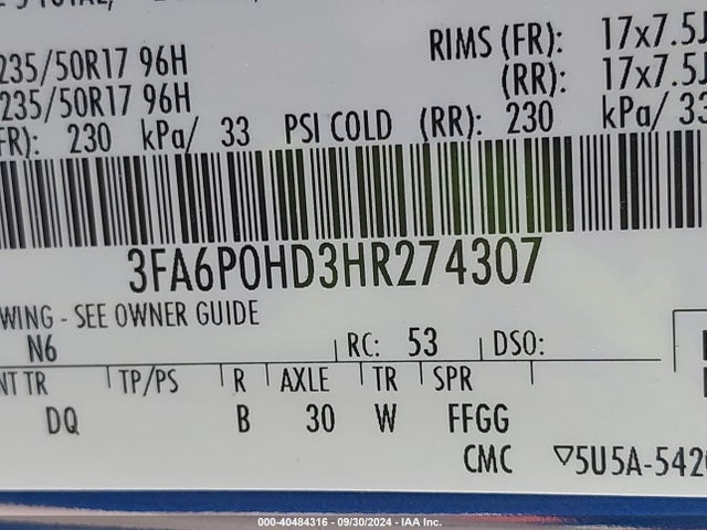 Ford FUSION SE 2017 3FA6P0HD3HR274307 Image 9