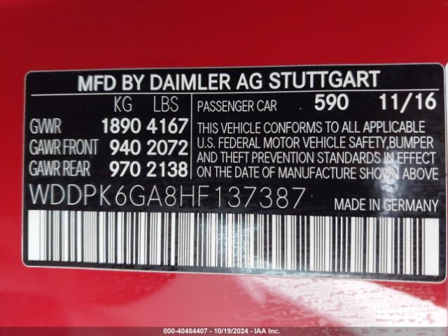 WDDPK6GA8HF137387 Mercedes-Benz Amg Slc 43