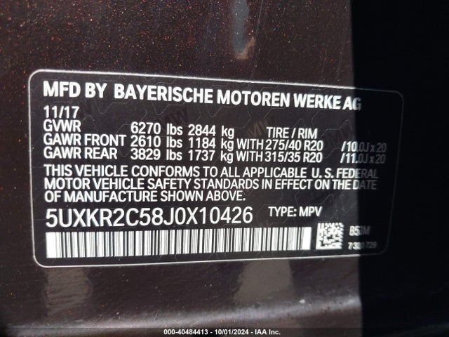 5UXKR2C58J0X10426 BMW X5 Sdrive35i