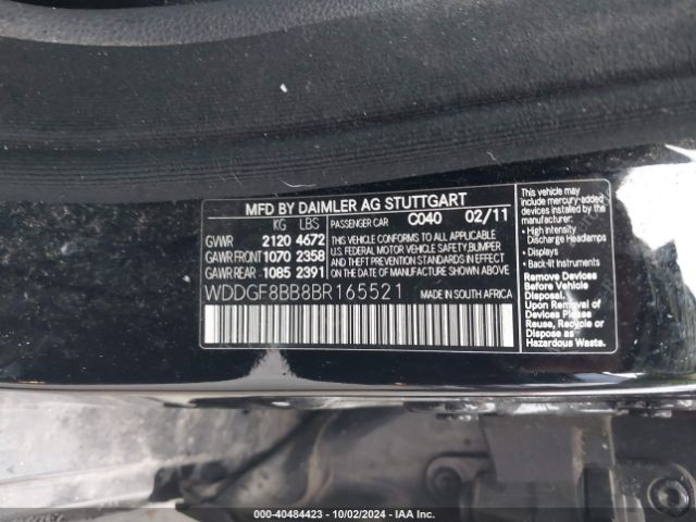 2011 MERCEDES-BENZ C 300 WDDGF8BB8BR165521 Photo 8