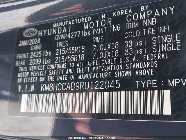 Hyundai Kona Sel 2024 KM8HCCAB9RU122045 Image 9