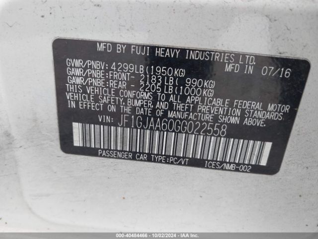 JF1GJAA60GG022558 Subaru Impreza 2.0i