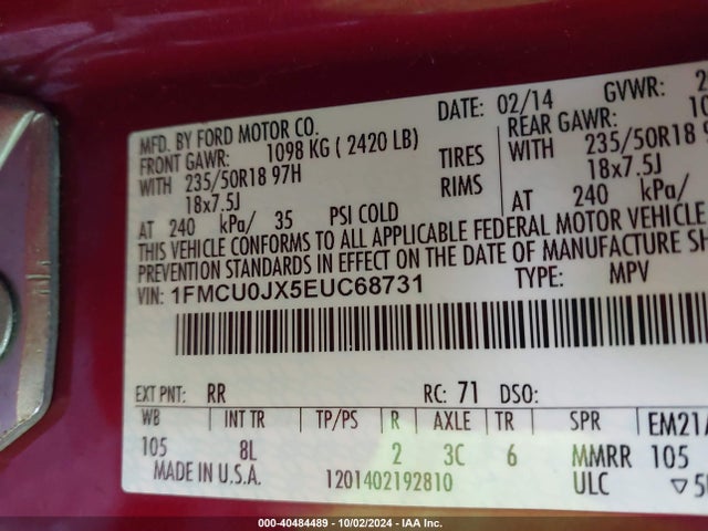 Ford Escape Titanium 2014 1FMCU0JX5EUC68731 Image 9