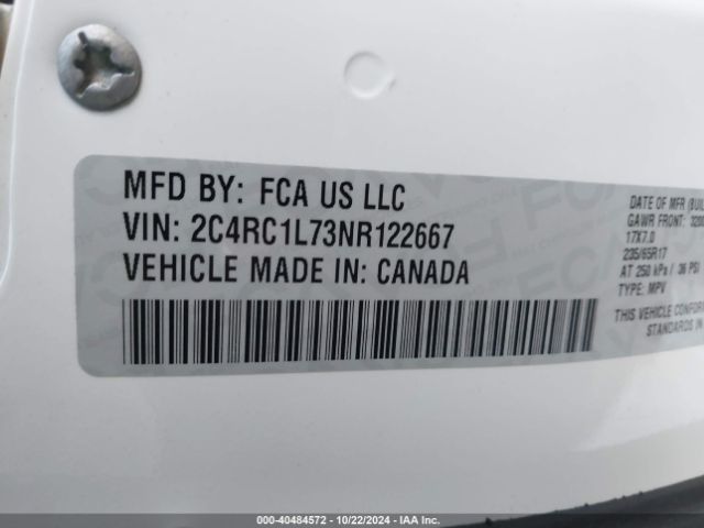 2C4RC1L73NR122667 Chrysler Pacifica Hybrid Touring L