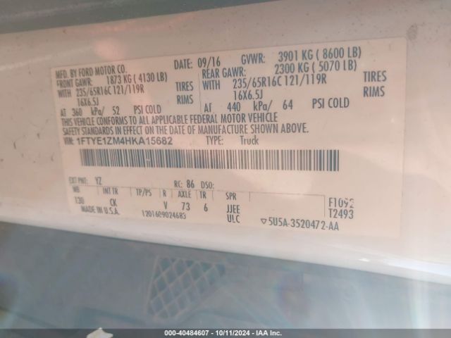1FTYE1ZM4HKA15682 Ford Transit-150