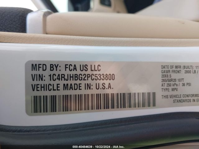 1C4RJHBG2PC533800 Jeep Grand Cherokee Limited 4x4