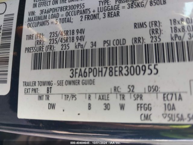 3FA6P0H78ER300955 Ford FUSION SE