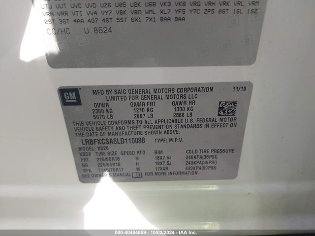 LRBFXCSA6LD110088 Buick Envision Fwd Essence