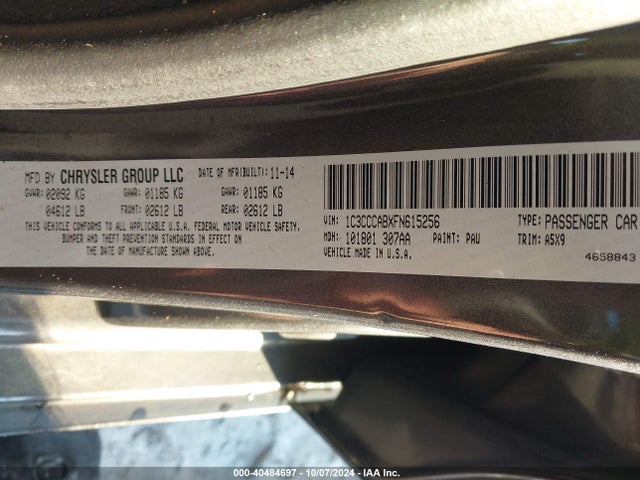 Chrysler 200 Limited 2015 1C3CCCABXFN615256 Image 9