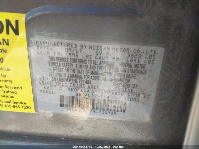 Nissan SENTRA SV 2017 3N1AB7AP7HL721484 Image 9