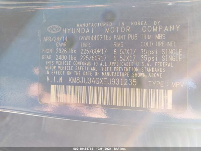 KM8JU3AGXEU931235 Hyundai TUCSON SE