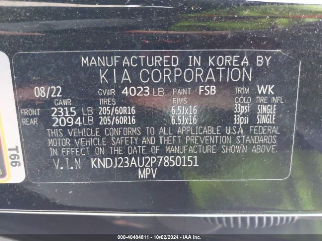 KNDJ23AU2P7850151 KIA SOUL S