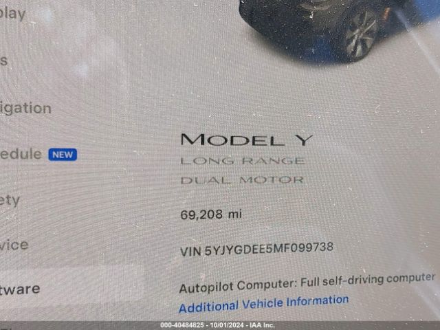 5YJYGDEE5MF099738 Tesla Model Y Long Range Dual Motor All-wheel Drive