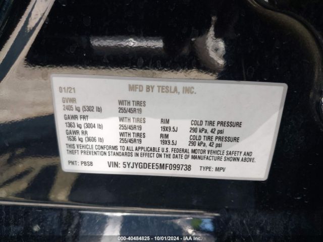 5YJYGDEE5MF099738 Tesla Model Y Long Range Dual Motor All-wheel Drive