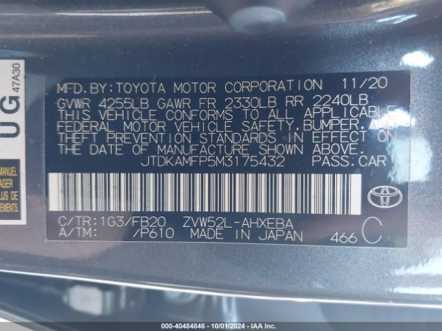 JTDKAMFP5M3175432 Toyota Prius Prime Le