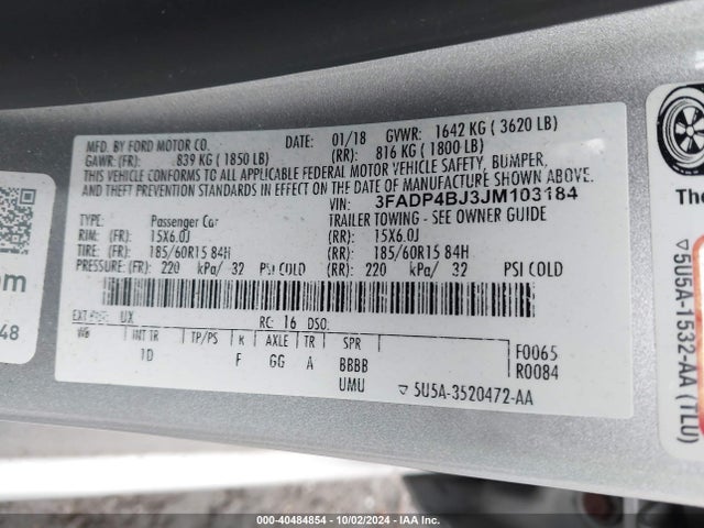 Ford FIESTA SE 2018 3FADP4BJ3JM103184 Image 9