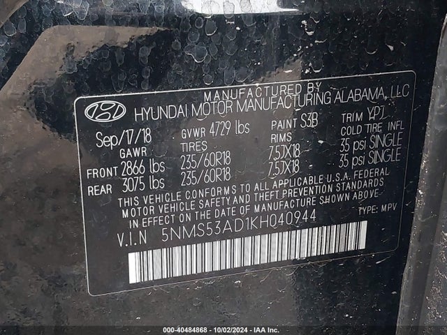 Hyundai Santa Fe Ultimate 2019 5NMS53AD1KH040944 Image 9