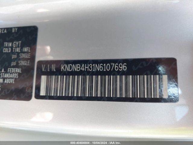 KNDNB4H31N6107696 KIA Carnival Mpv Lx Seat Package
