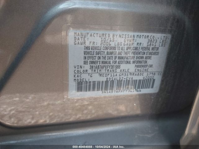 3N1AB7APXFY361966 Nissan SENTRA SV