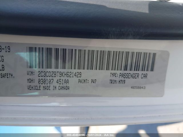 2C3CDZBT9KH621429 Dodge Challenger R/t